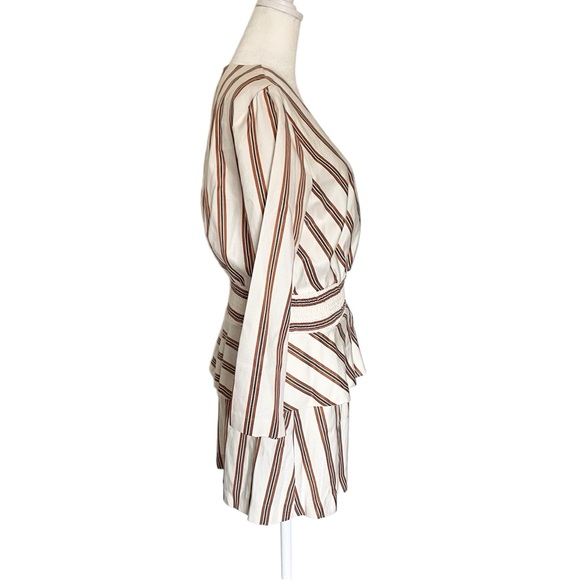 Maje Ieni Striped Peplum Romper in White - Picture 9 of 14